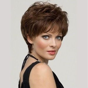 Ladies Full Hair Bob Wig W/Bangs Dk Brown New
